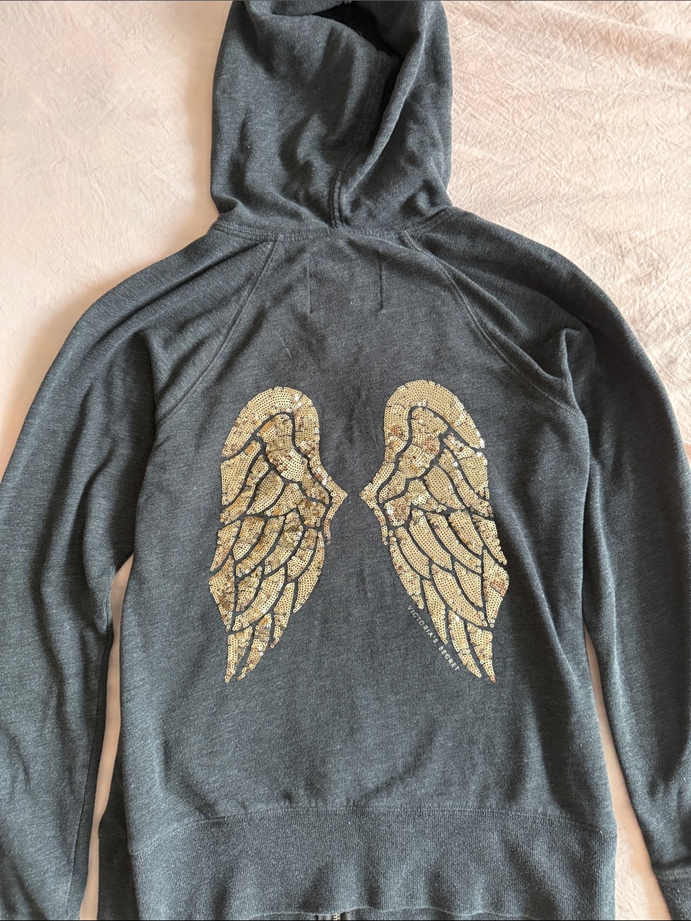 RARE Y2K Victoria’s Secret angel wing sequin zip up hoodie